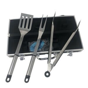 BBQ Grill 3 piece Stainless Steel Tool Set in‎ Aluminum Case